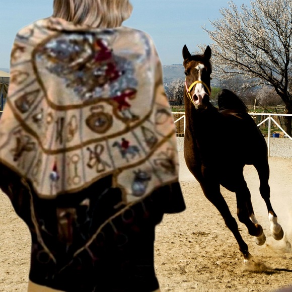 Vintage Equestrian Hunting Scarf Classic  Symphony Scarfs Made in Italy - Picture 12 of 12